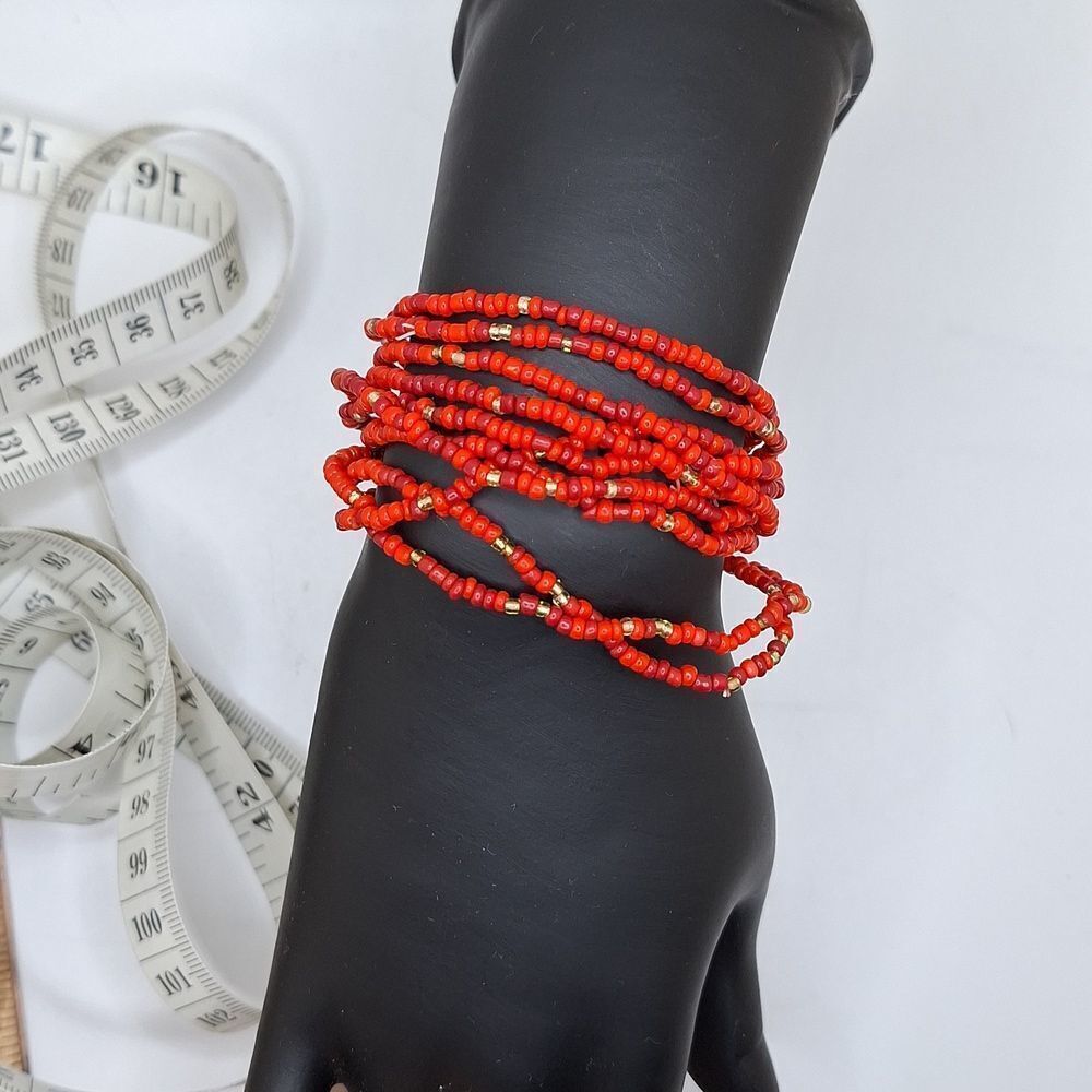 Red Beaded Bracelet Bundle Pack Of 10